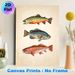 Vintage Fish Painting Poster, Detailed Hand-drawn Colorful Freshwater Fish Poster, Brings Natural Rustic Charm, Ideal For Living Room, Study Or_maomaolike.com