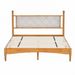 Queen Wood Bed Frame With Fabric Upholstered Headboard, Solid Rubber Wood Foundation With Wood Central Supports, 1000 Lb Capacity, Easy Assembly, No Box Spring Needed, Rustic Oak_maomaolike.com