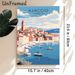 Ajaccio Corsica Coastal Town Painting Poster, Warm-toned Retro Harbor Scene Poster, Serene Travel-inspired Wall Decor Suitable For Living Room_maomaolike.com