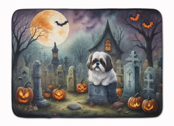 Shih Tzu Spooky Halloween Memory Foam Kitchen Mat Machine Washable Anti-Fatigue Mat Cushion Comfort Bath Mat Or Kitchen Rug_maomaolike.com