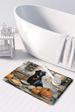 Black Lab Fall Kitchen Pumpkins Memory Foam Kitchen Mat Machine Washable Anti-Fatigue Mat Cushion Comfort Bath Mat Or Kitchen Rug_maomaolike.com