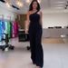 Women's Clothing summer new fashion slanted shoulder collar waist solid color wide leg jumpsuit for women_maomaolike.com