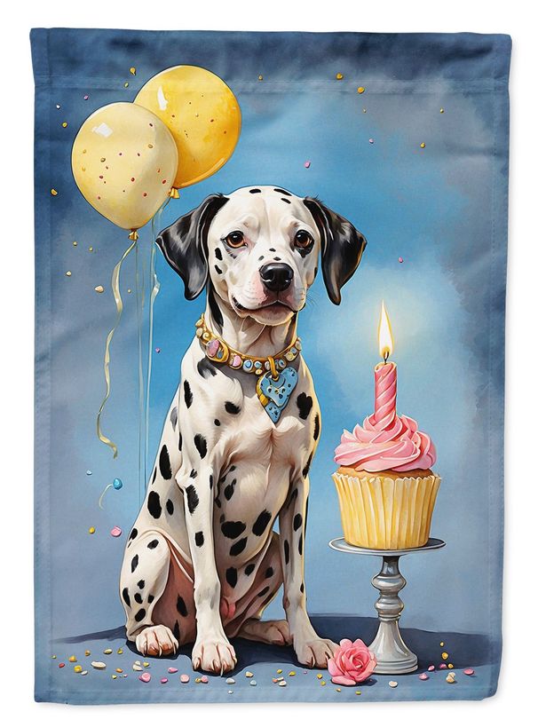 Dalmatian Happy Birthday House Flag Large Porch Sleeve Pole Decorative Outside Yard Banner Artwork Wall Hanging, Polyester, House Size, Multicolor_maomaolike.com