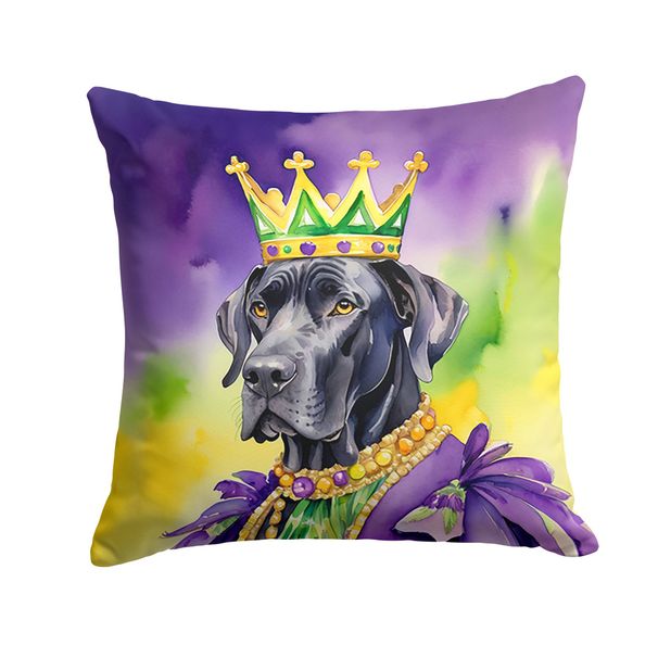 Great Dane King Of Mardi Gras Throw Pillow Machine Washable, Indoor Outdoor Decorative Pillow For Couch, Bed Or Patio, 14Hx14W_maomaolike.com
