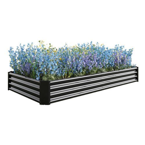 Raised Garden Bed Kit - Metal Raised Bed Garden 7.6x3.7x0.98ft For Flower Planters, Vegetables Herb Black_maomaolike.com