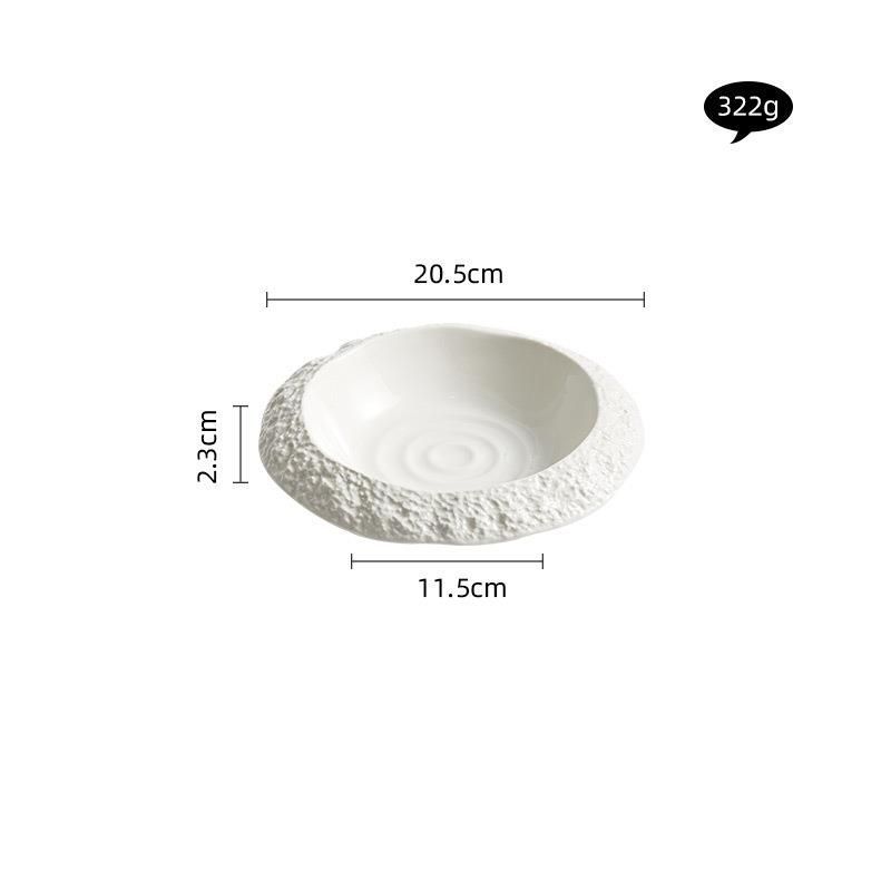 Rock Pattern Ceramic Household Deep Dish Creative Hotel Restaurant Tableware High-end White Dinner Soup Plate_maomaolike.com