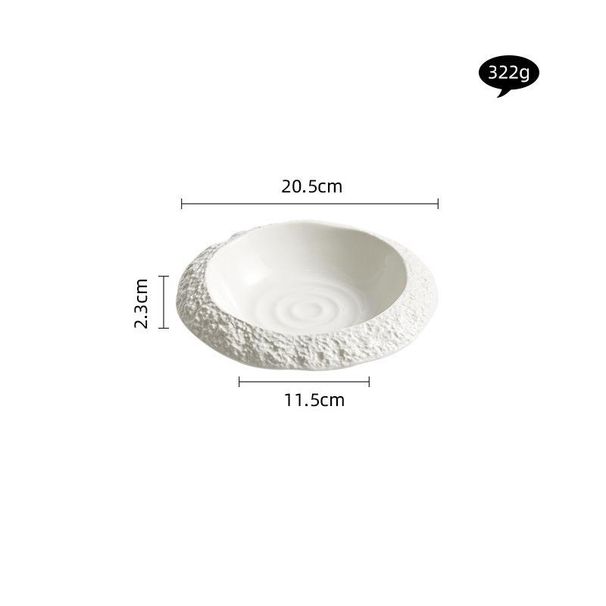 Rock Pattern Ceramic Household Deep Dish Creative Hotel Restaurant Tableware High-end White Dinner Soup Plate_maomaolike.com