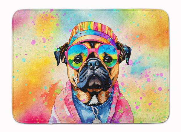 Pug Hippie Dawg Memory Foam Kitchen Mat Machine Washable Anti-Fatigue Mat Cushion Comfort Bath Mat Or Kitchen Rug_maomaolike.com