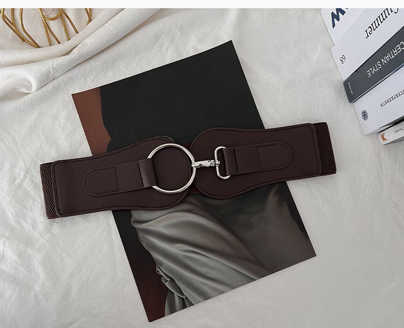 Unisex Ladies elastic waist wide elastic decorative dress black belt female Joker fashion._maomaolike.com
