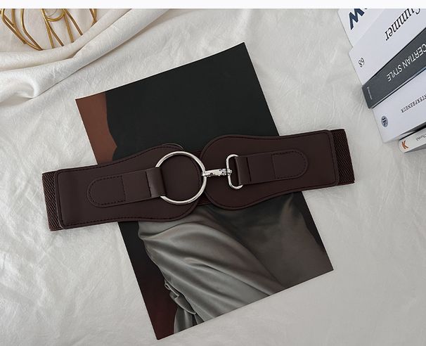 Unisex Ladies elastic waist wide elastic decorative dress black belt female Joker fashion._maomaolike.com