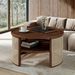2-Tiered Round Wood Coffee Table With Storage Rattan Base In 31.3''_maomaolike.com