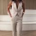 Women's new fashionable temperament simple vest suit long suit pants_maomaolike.com