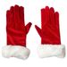 Christmas gloves Short gold silk fluff red Christmas gloves Velvet gloves_maomaolike.com