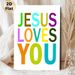 Jesus Loves You Themed Painting Poster, Vibrant Multi-colored Lettering Poster, Warm Faith-inspired Decor Ideal For Home, Prayer Space_maomaolike.com