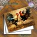 Rooster Fight Themed Painting Poster, Vibrant Impressionist Style Dynamic Dueling Roosters Scene Poster, Rich Textured Art Ideal For Farmhouse_maomaolike.com