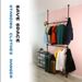 Telescopic Garment Rack, Heavy Duty Design Movable DIY By Hand No Damage To Wall Ceiling Hanging Rail, 31-47in Wide Adjustable, 120 Kilogram Loading, Reach Hook Included,Black_maomaolike.com