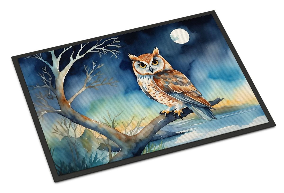 Owl Perched In Coastal Tree Doormat Front Door Mat Indoor Outdoor Rugs For Entryway, Non Slip Washable Low Pile, 24H X 36W_maomaolike.com