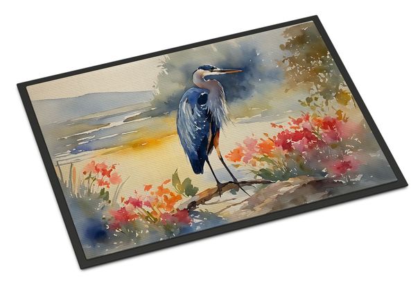 Blue Heron Doormat Front Door Mat Indoor Outdoor Rugs For Entryway, Non Slip Washable Low Pile, 24H X 36W_maomaolike.com