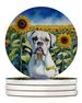 Boxer In Sunflowers Large Sandstone Coasters Pack Of 4 Absorbent Round Coasters Decor Gifts For Men Or Women, 4 In, Multicolor_maomaolike.com
