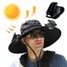 Hot Sale Wide Brim with Solar/USB Charging Fan Fisherman Cowboy Sunshade Hat for Outdoor Riding Hiking Fishing_maomaolike.com