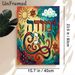 Decorative Script Painting Poster, Vibrant Folk Art Style Poster, Colorful Swirling Script Paired With Sun, Clouds & Floral Motifs, Charming Wall_maomaolike.com