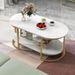 Marble Coffee Table With Open Storage Shelf_maomaolike.com