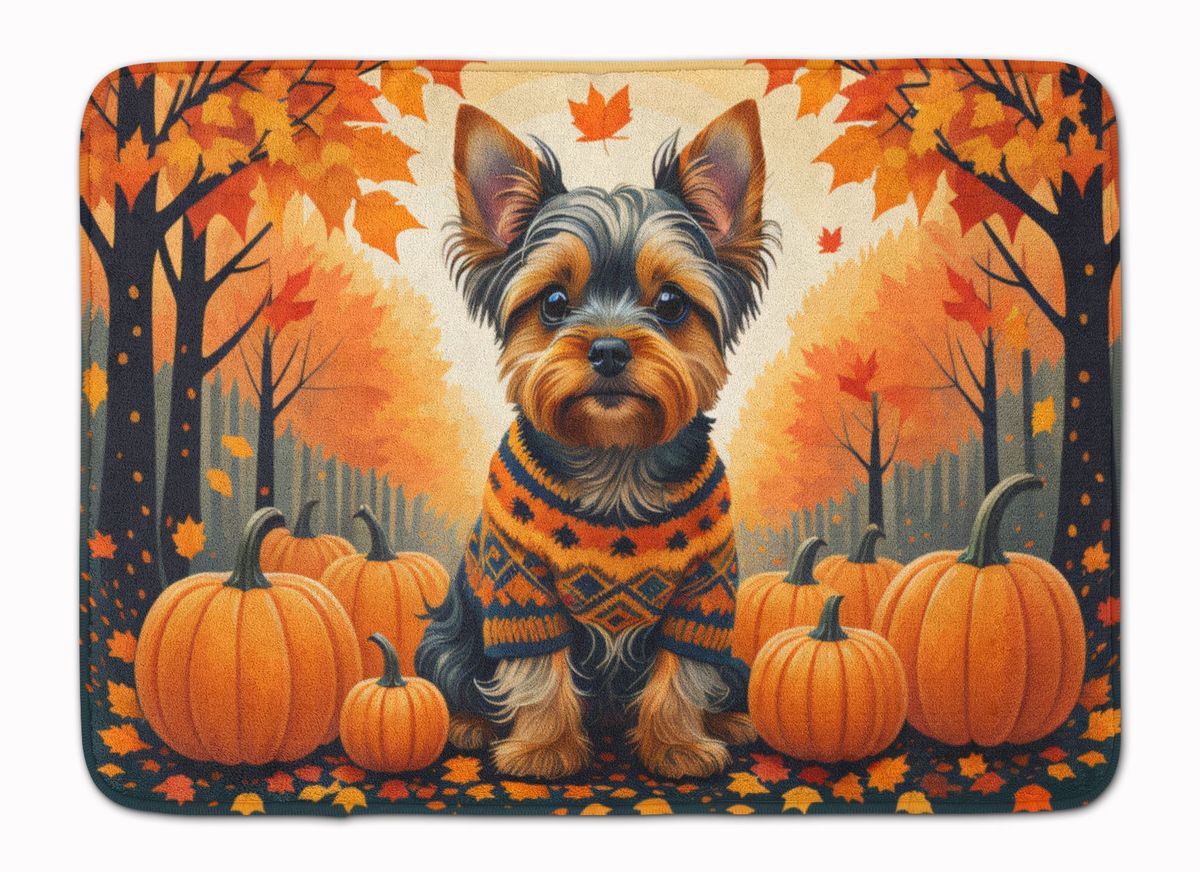 Yorkshire Terrier Fall Memory Foam Kitchen Mat Machine Washable Anti-Fatigue Mat Cushion Comfort Bath Mat Or Kitchen Rug_maomaolike.com