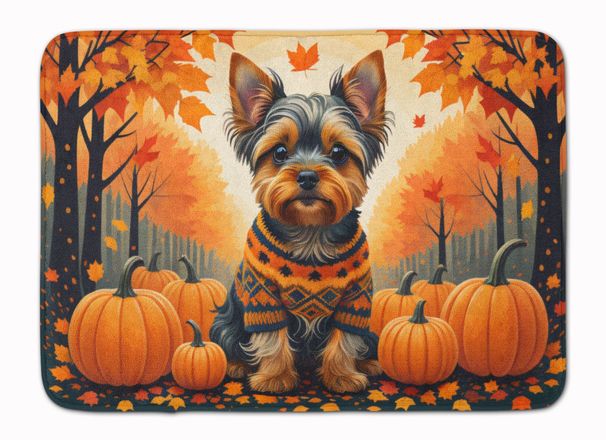 Yorkshire Terrier Fall Memory Foam Kitchen Mat Machine Washable Anti-Fatigue Mat Cushion Comfort Bath Mat Or Kitchen Rug_maomaolike.com