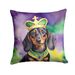 Dachshund King Of Mardi Gras Throw Pillow Machine Washable, Indoor Outdoor Decorative Pillow For Couch, Bed Or Patio, 14Hx14W_maomaolike.com