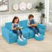 14 PCS Modular Kids Play Couch For Playroom And Bedroom Suede Fabric Covers Zipper Head Covers Protect_maomaolike.com