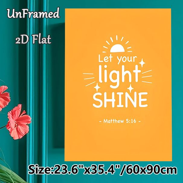 Bible Verse "Let Your Light Shine" Painting Poster, Warm Orange Minimalist Graphic Poster, Uplifting Spiritual Decor Ideal For Home, Office, Bedroom_maomaolike.com