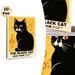 Black Cat Jazz Club Painting Poster, Warm-toned Retro Style Poster, Artistic Design With Black Cat & Musical Notes, Ideal For Home, Music Room And_maomaolike.com