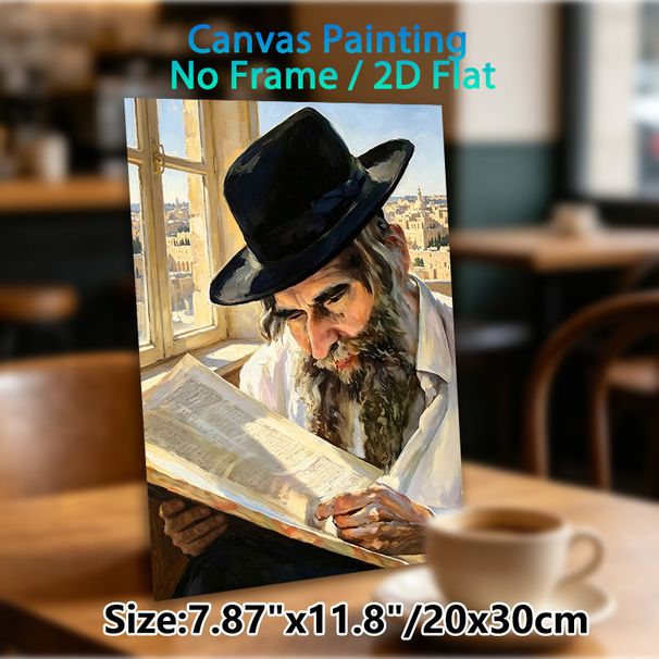 Elderly Man Reading Painting Poster, Warm-toned Realistic Oil Painting Poster, Serene Immersive Artwork Ideal For Living Room, Study Space_maomaolike.com