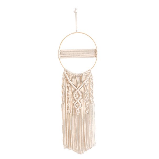 Bohemian Handwoven Tapestry Bamboo Hoop Tassel Dream Catcher Bedroom Hanging Nordic Style Wall Decoration_maomaolike.com