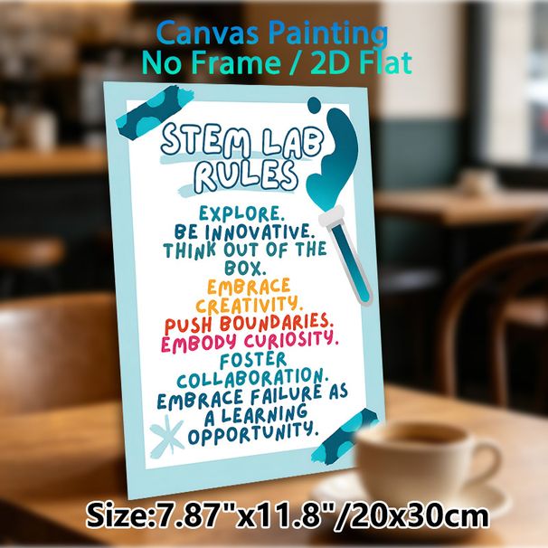 STEM Lab Rules Painting Poster, Colorful Hand-drawn Style Poster, Inspirational Guideline To Encourage Innovation, Collaboration And Creative Thinking_maomaolike.com
