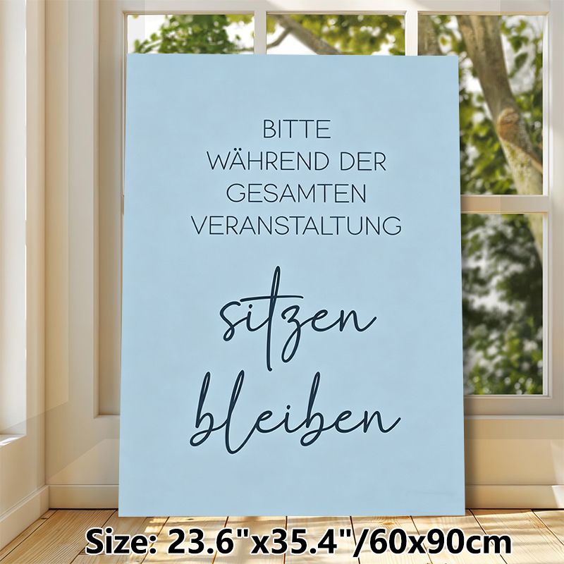German Event Seated Reminder Painting Poster, Minimalist Light Blue Typographic Poster, Clear Event Notice For Event Venues, Auditoriums_maomaolike.com