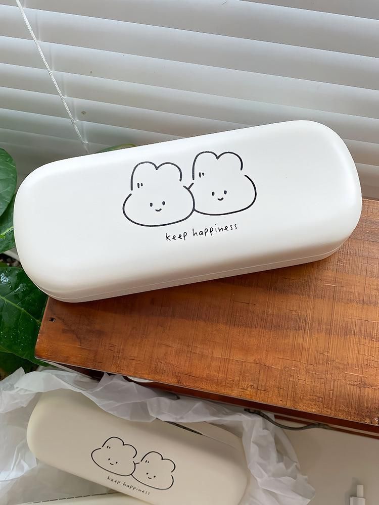 Unisex Glasses Case Cream cartoon puppy storage case Cute portable anti-pressure glasses girl style_maomaolike.com
