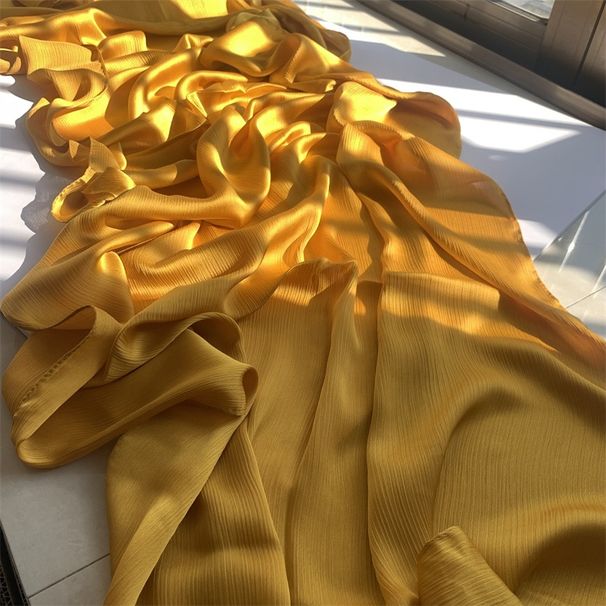 Unisex Natural crepe monochrome long pirn crepe silk scarf Scarf_maomaolike.com