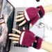 Heating Gloves Children's USB half-finger flip over electric gloves Student's extra thick mink velvet thermal gloves_maomaolike.com