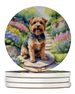 Norfolk Terrier Spring Path Large Sandstone Coasters Pack Of 4 Absorbent Round Coasters Decor Gifts For Men Or Women, 4 In, Multicolor_maomaolike.com