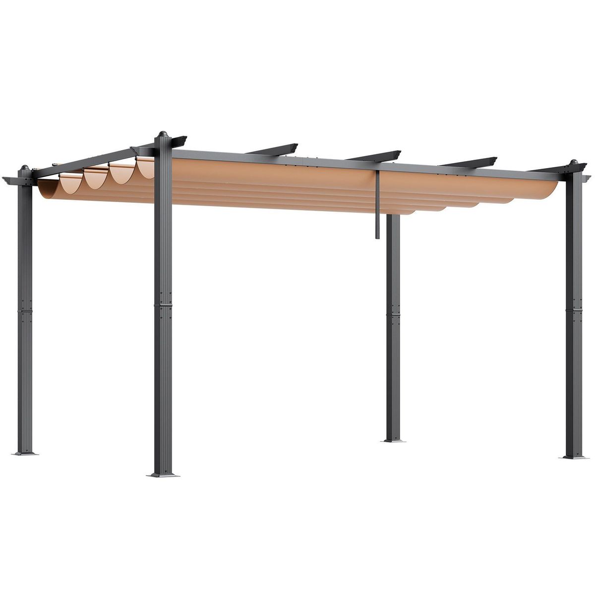 VEVOR 10'x13' Outdoor Retractable Pergola With Sun Shade Canopy Aluminum Beige_maomaolike.com