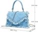 Women Mini Top Handle Raw Trim Shoulder Bags Denim Crossbody Jean Purse_maomaolike.com