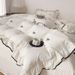3pcs Bow Embroidery Bedding Ruffles Duvet Set (1*Duvet Cover + 2*Pillowcase, Without Core)for Bedroom Guest Room_maomaolike.com