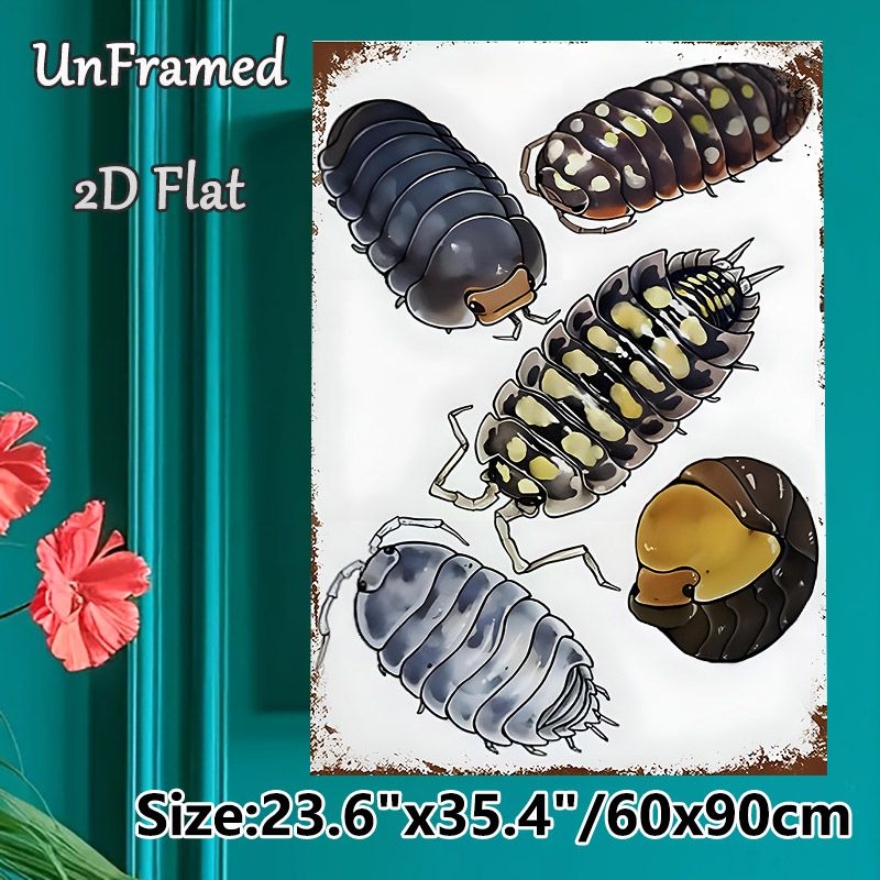 Pill Bug Themed Painting Poster, Vibrant Cartoon-style Assorted Pill Bug Pattern Poster, Unique Insect-inspired Decor Ideal For Home, Study And Living_maomaolike.com