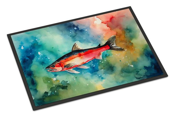 Salmon Doormat Front Door Mat Indoor Outdoor Rugs For Entryway, Non Slip Washable Low Pile, 24H X 36W_maomaolike.com