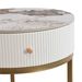 Modern Nightstand With Drawer, Marble Round End Table With Storage, Side Table For Living Room&Bedroom_maomaolike.com