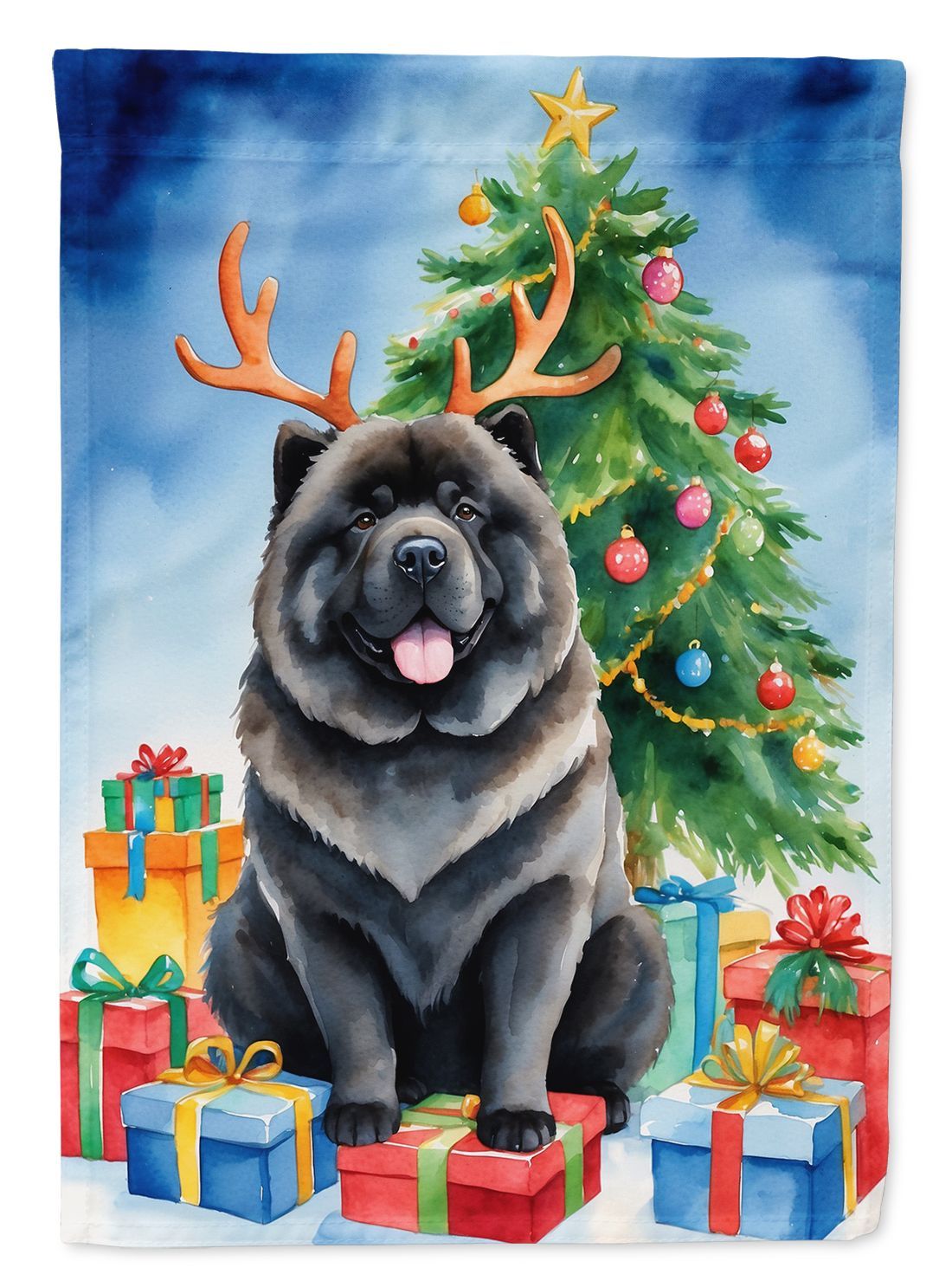 Black Chow Chow Christmas Reindeer Garden Flag Mailbox Flag Decorative Yard Flag Banner Outside Patio Artwork Yard Flower Beds, Garden Size, Multicolor_maomaolike.com