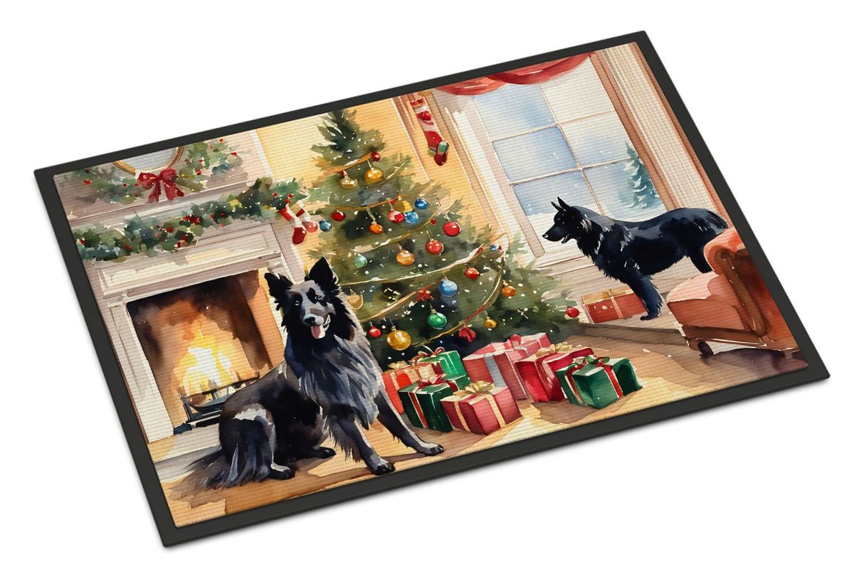Belgian Sheepdog Cozy Christmas Doormat Front Door Mat Indoor Outdoor Rugs For Entryway, Non Slip Washable Low Pile, 24H X 36W_maomaolike.com