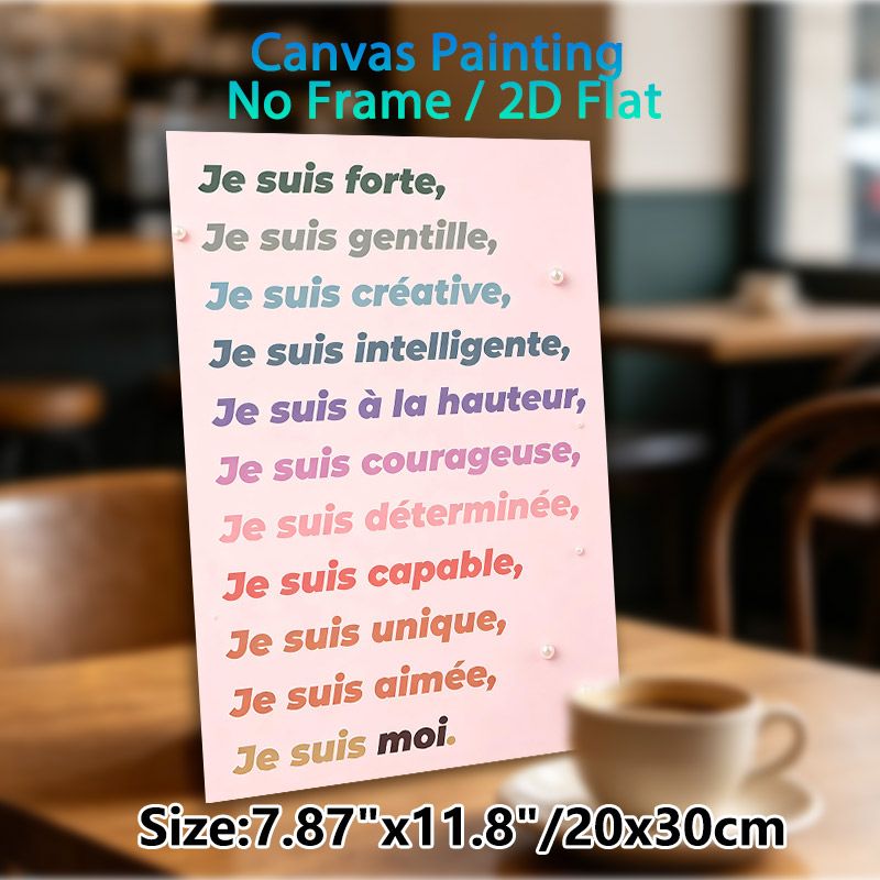 French Self-Affirmation Painting Poster, Pastel-toned Retro Typography Poster, Inspirational Positive Statements As Daily Reminder, Ideal For Bedroom_maomaolike.com