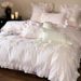 French Princess Style Pure Lace Four-Piece Set Washed Cotton Floral Duvet Cover Bed Sheet Girly Bedding_maomaolike.com